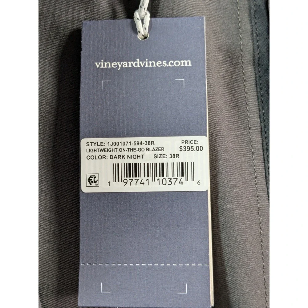 Vineyard Vines OTG Blazer Mens 38R Dark Gray Performance Sport Coat New